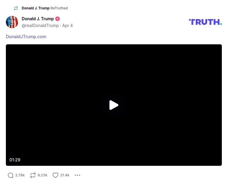 Post image from Donald Trump