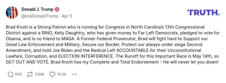 Post image from Donald Trump