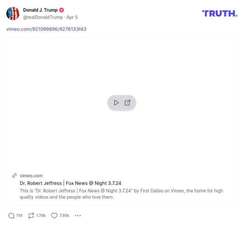 Post image from Donald Trump