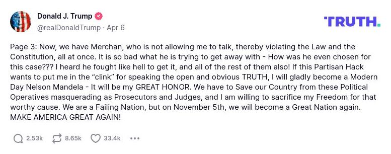 Post image from Donald Trump