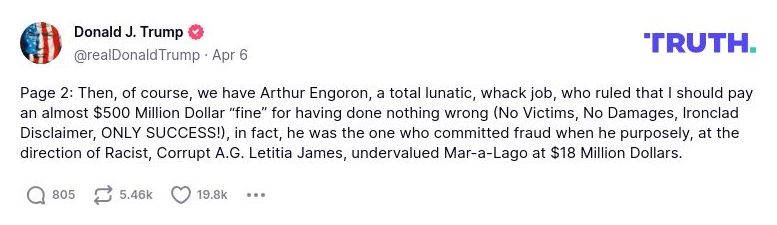 Post image from Donald Trump