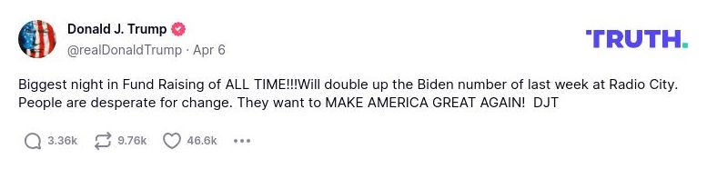 Post image from Donald Trump