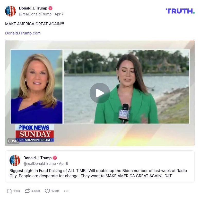 Post image from Donald Trump