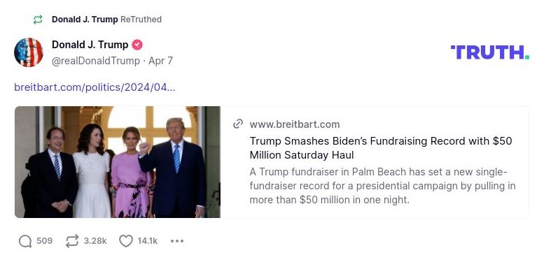 Post image from Donald Trump