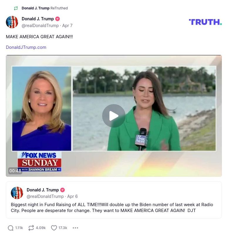 Post image from Donald Trump