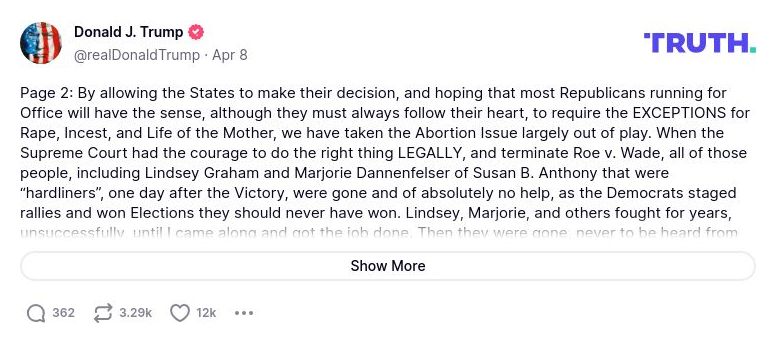 Post image from Donald Trump