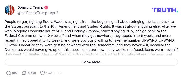 Post preview from Donald Trump