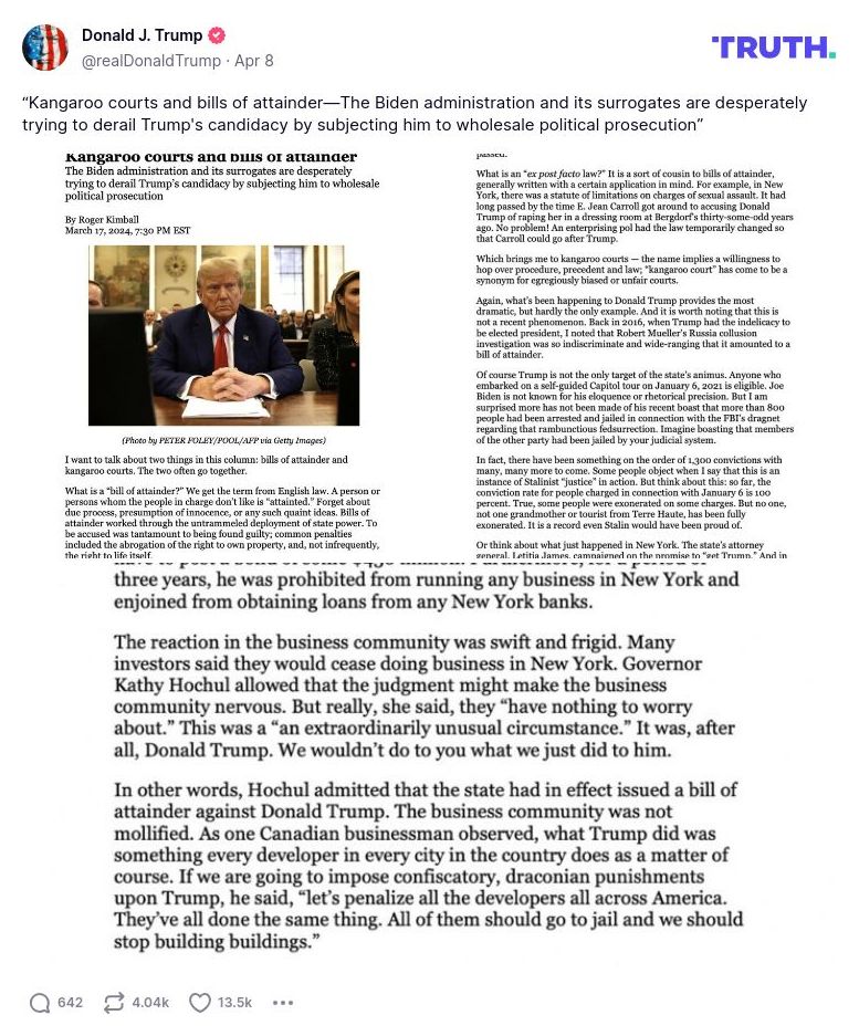 Post image from Donald Trump