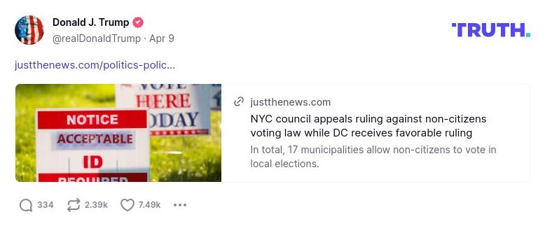 Post image from Donald Trump