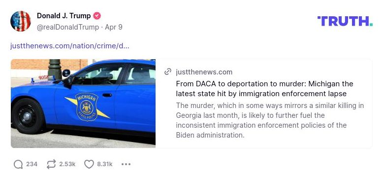 Post preview from Donald Trump