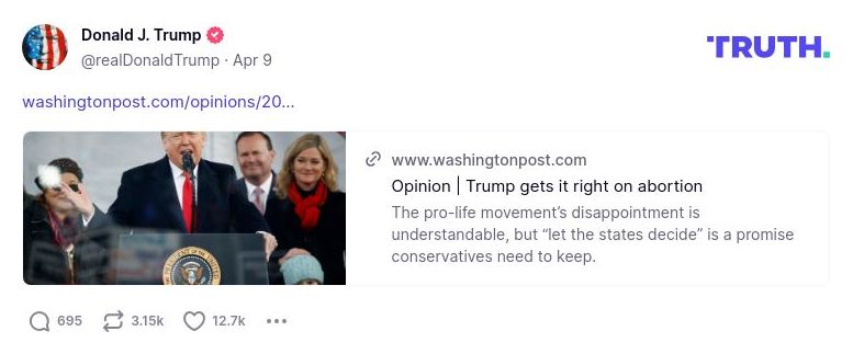 Post image from Donald Trump