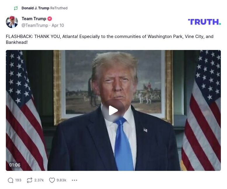 Post image from Donald Trump