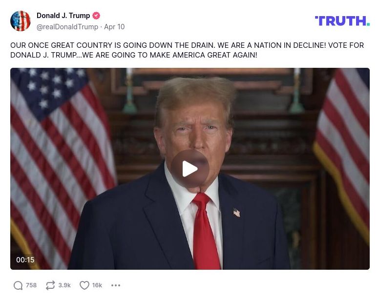 Post image from Donald Trump