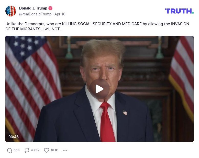 Post image from Donald Trump