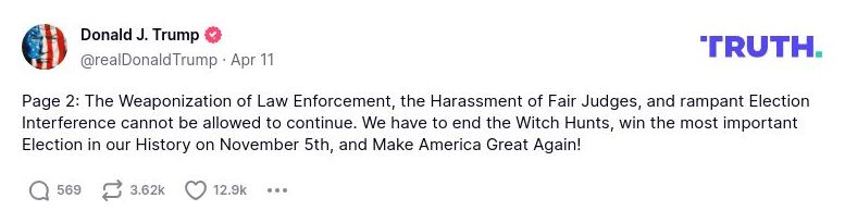 Post image from Donald Trump