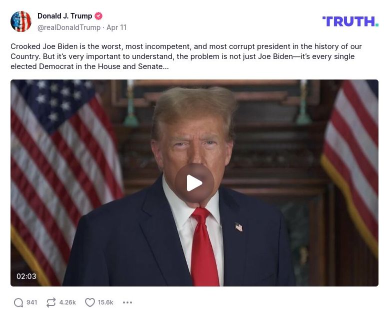 Post image from Donald Trump