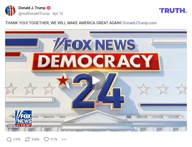 Post image from Donald Trump