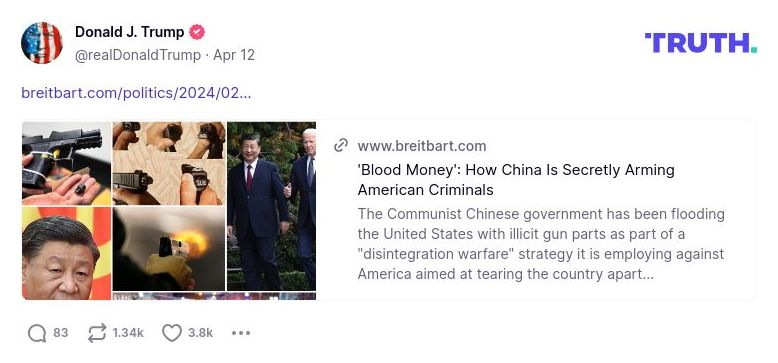 Post preview from Donald Trump