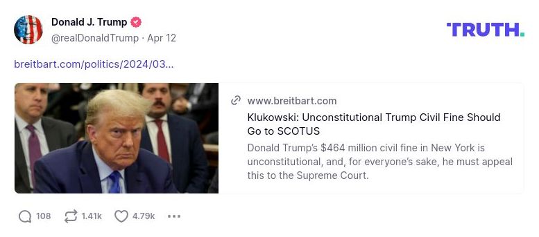 Post image from Donald Trump