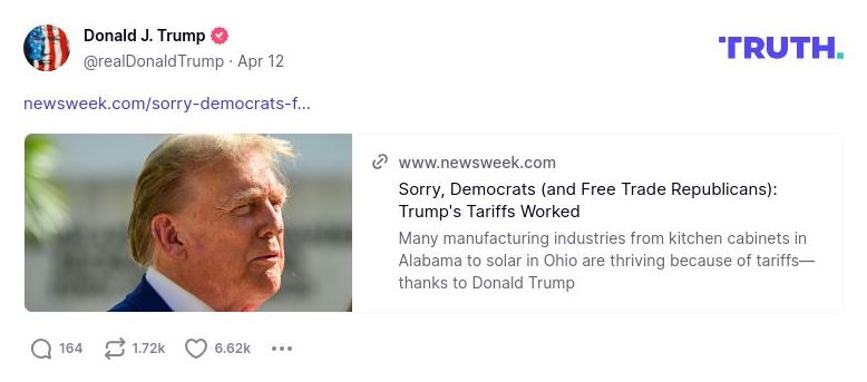 Post image from Donald Trump