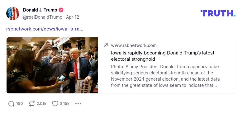 Post image from Donald Trump