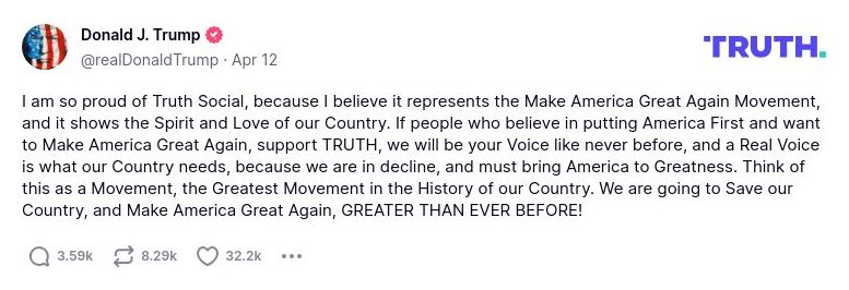 Post image from Donald Trump