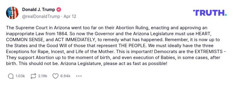 Post image from Donald Trump