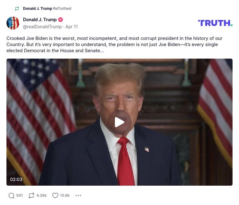 Post image from Donald Trump