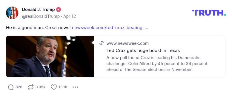 Post image from Donald Trump