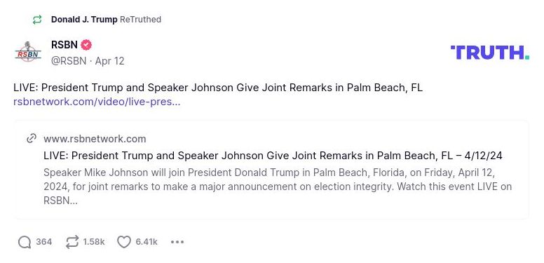 Post image from Donald Trump