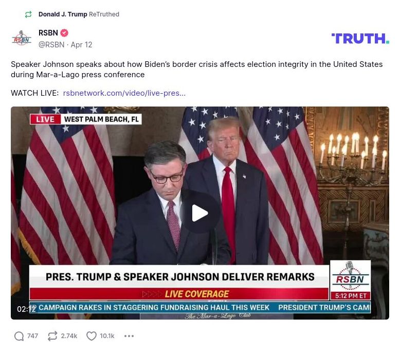 Post image from Donald Trump