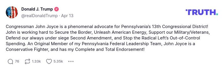 Post image from Donald Trump