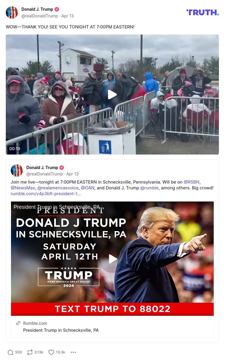 Post image from Donald Trump