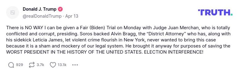 Post image from Donald Trump