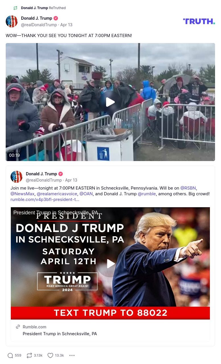 Post image from Donald Trump