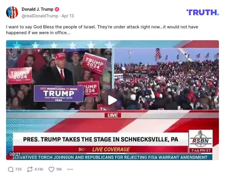 Post preview from Donald Trump