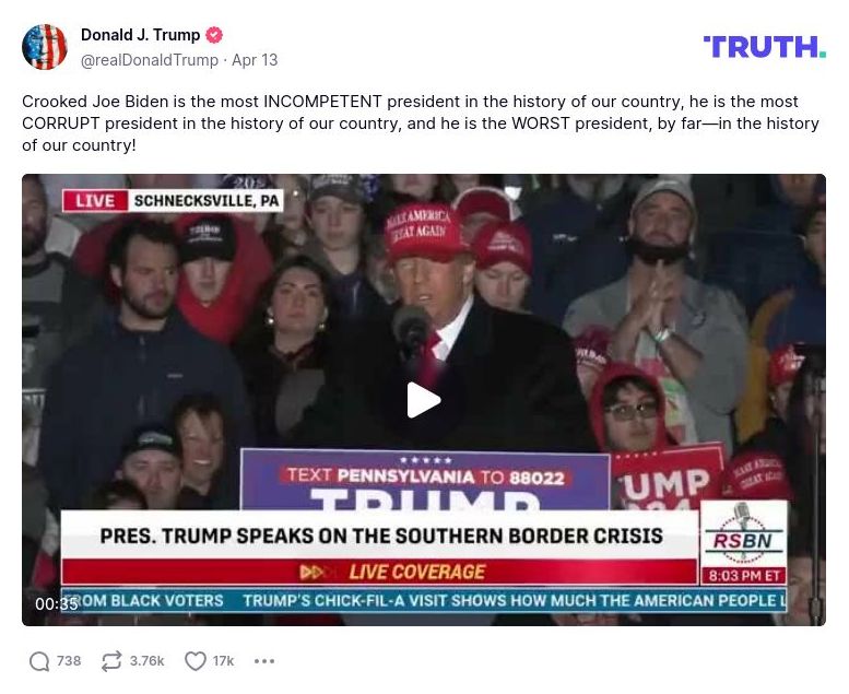 Post image from Donald Trump