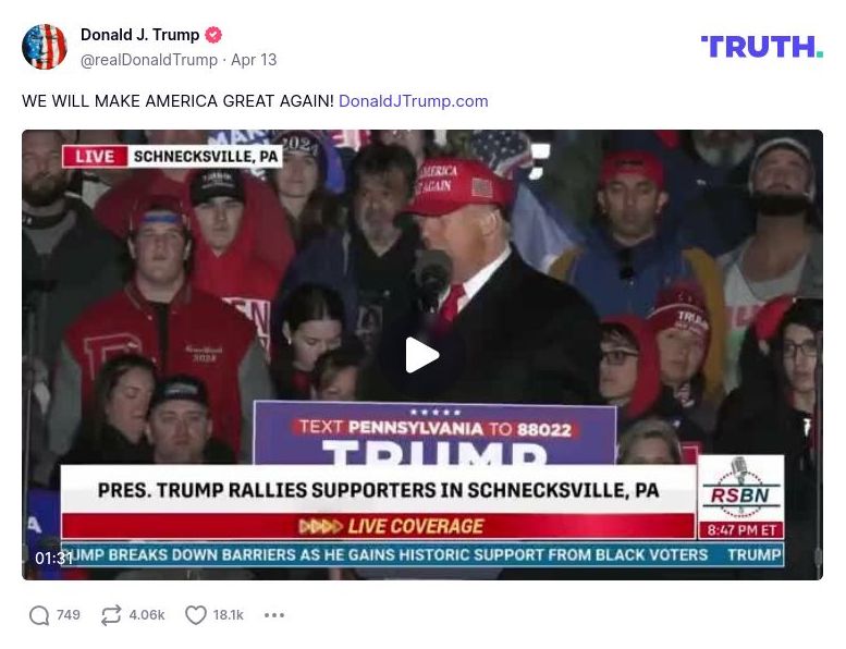 Post image from Donald Trump