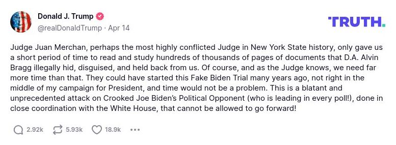 Post image from Donald Trump