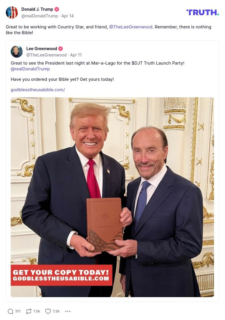 Post image from Donald Trump