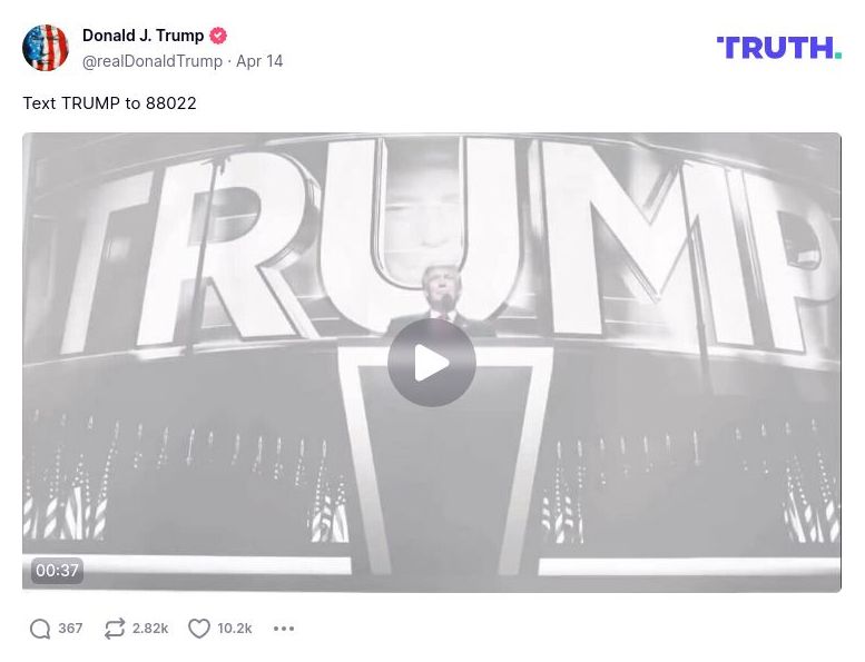 Post image from Donald Trump