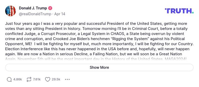 Post image from Donald Trump