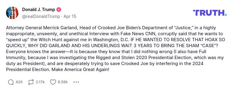 Post preview from Donald Trump