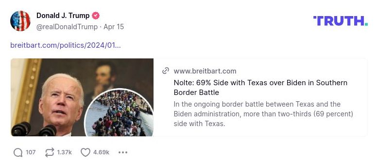 Post image from Donald Trump