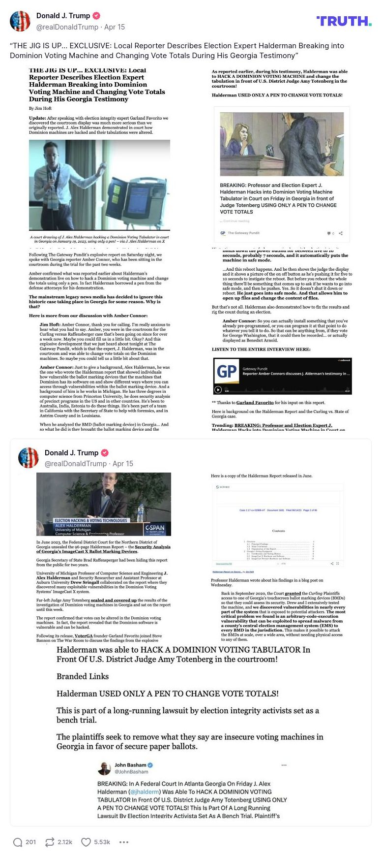 Post image from Donald Trump