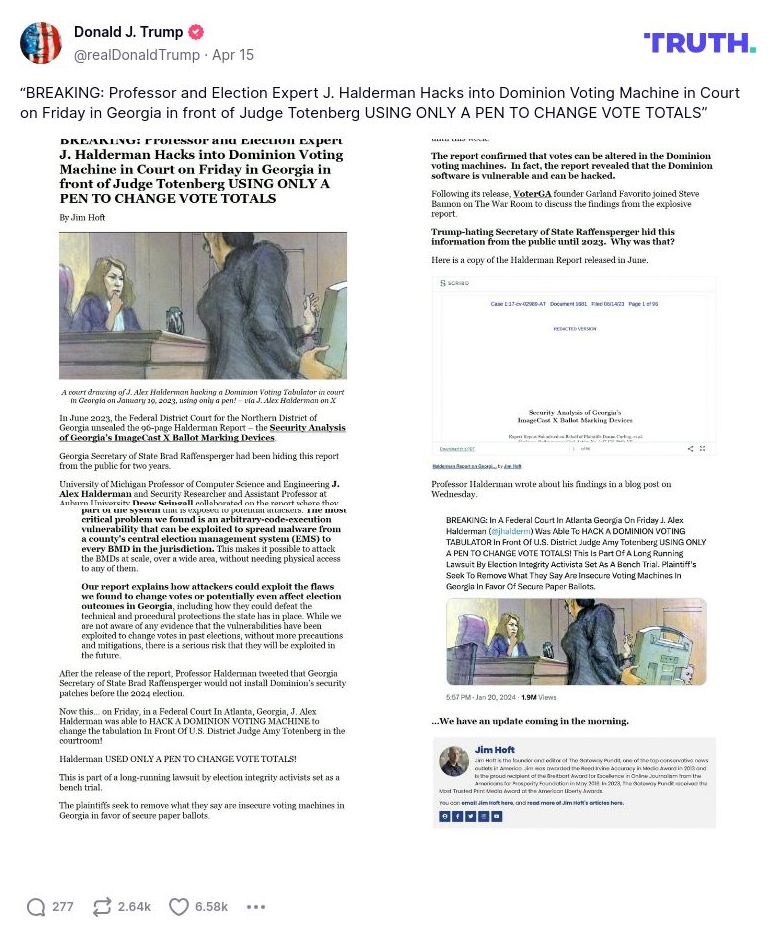 Post image from Donald Trump