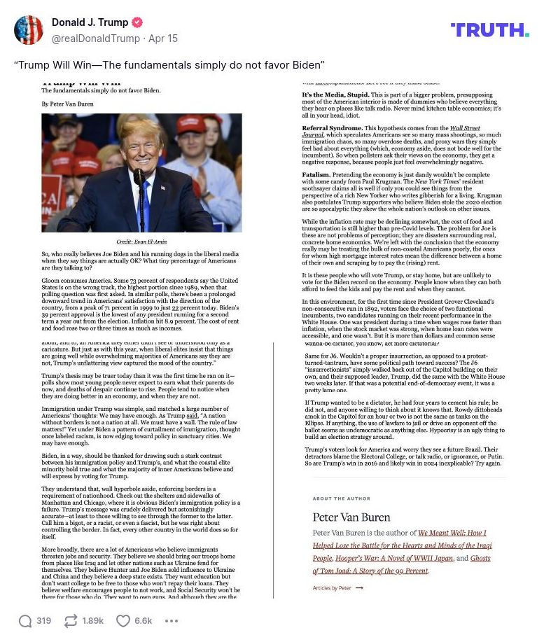 Post image from Donald Trump