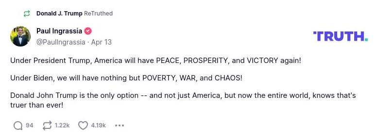 Post image from Donald Trump