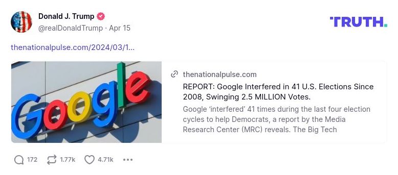 Post image from Donald Trump