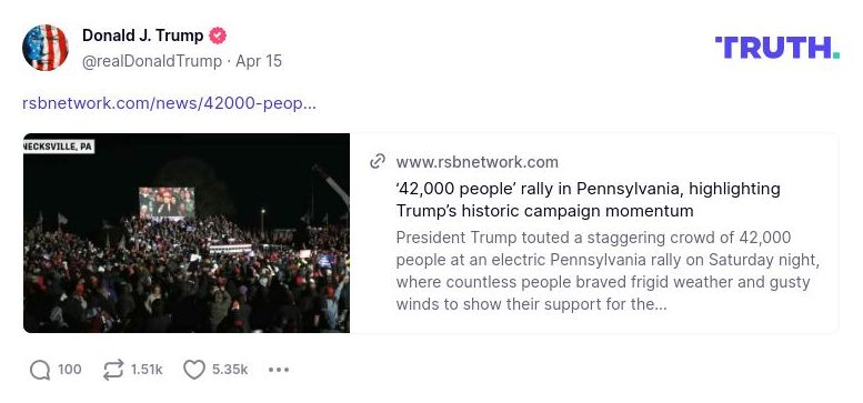 Post image from Donald Trump